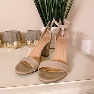 Ankle strap tan heels